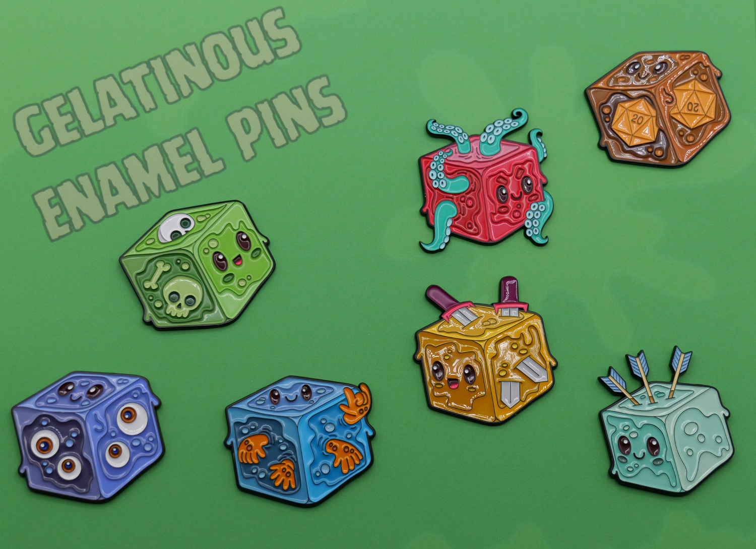 Gelatinous Cube Enamel Pins