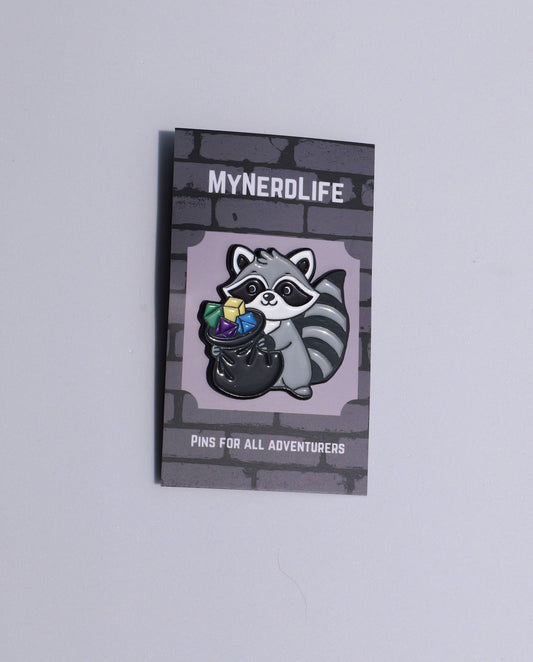Dice Racoon "Rollo" Pin