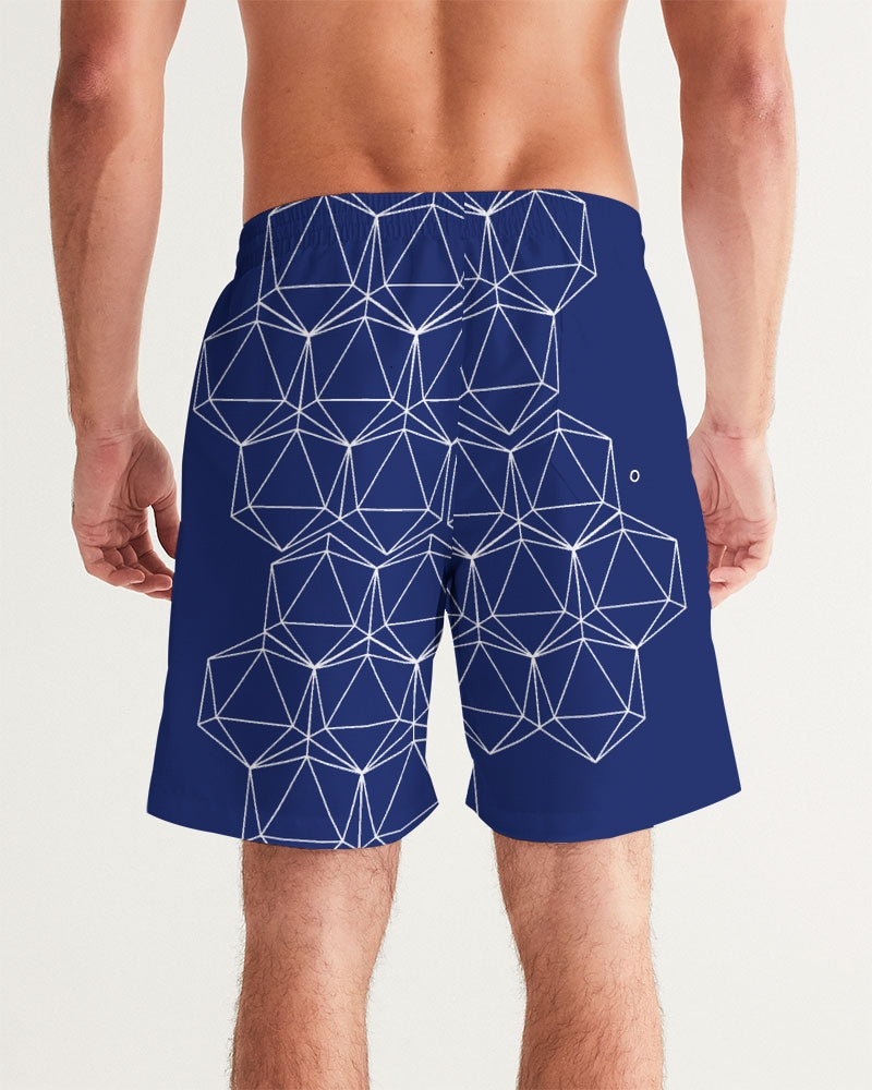 Blue Geometric Dice Men's Swim Trunks