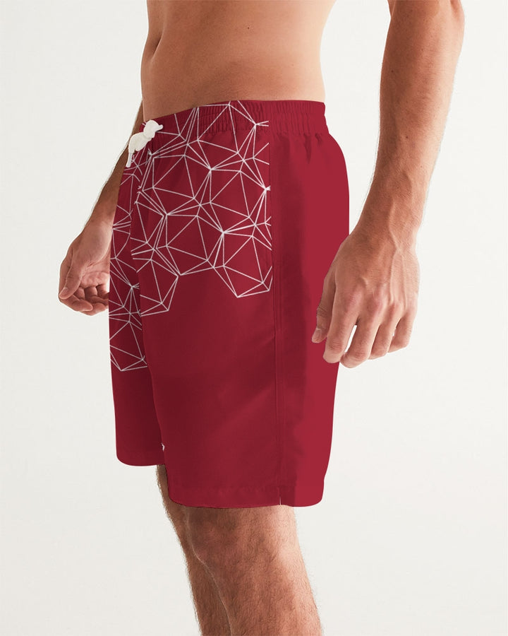 Red Geometric Dice Men's Swim Trunks