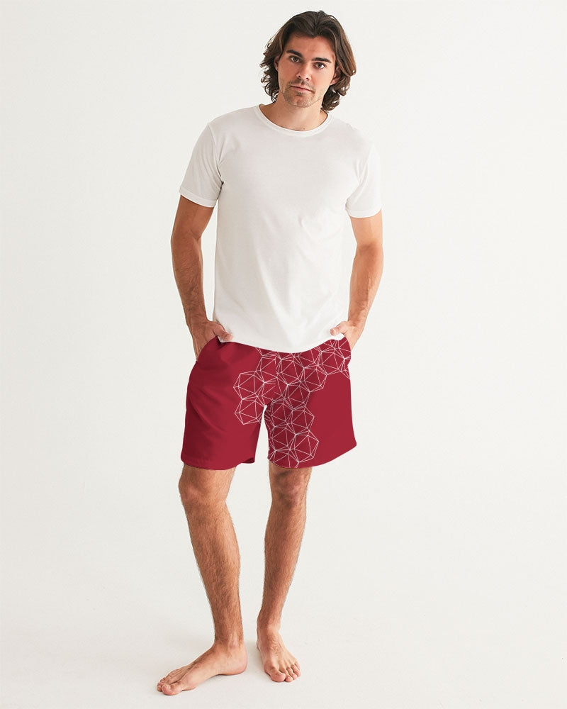 Red Geometric Dice Men's Swim Trunks