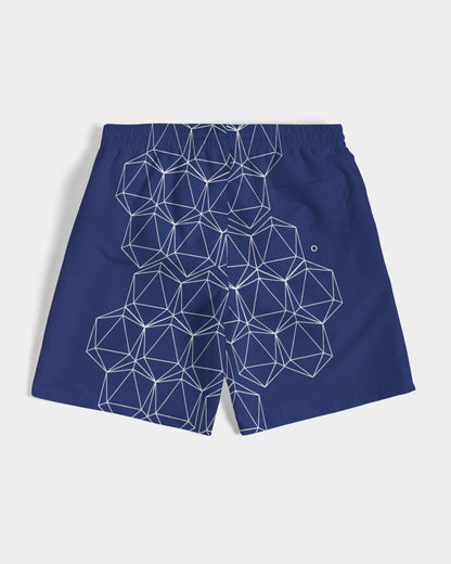 Blue Geometric Dice Men's Swim Trunks