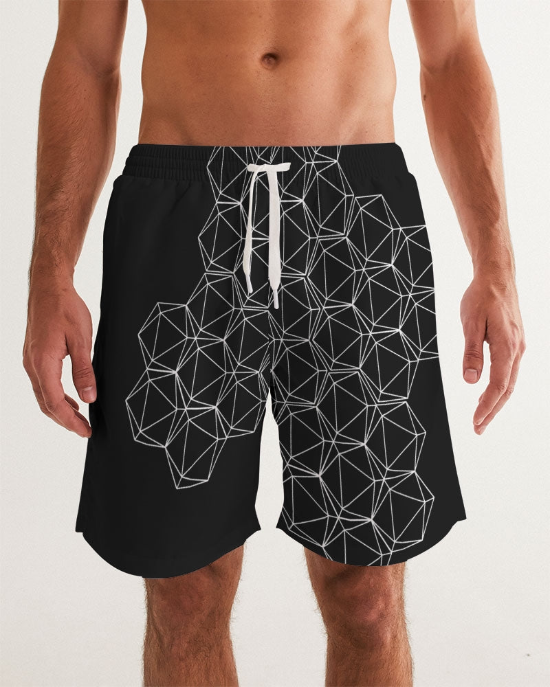 Black Geometric Dice Men's Swim Trunks