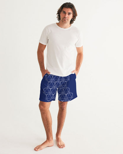 Blue Geometric Dice Men's Swim Trunks