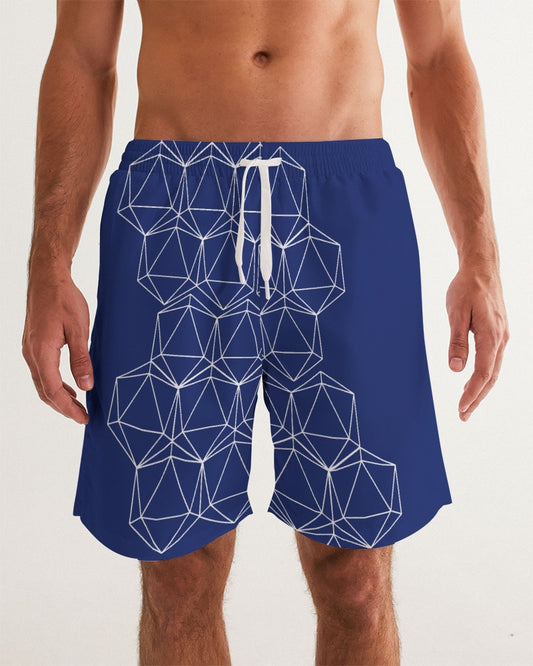 Blue Geometric Dice Men's Swim Trunks