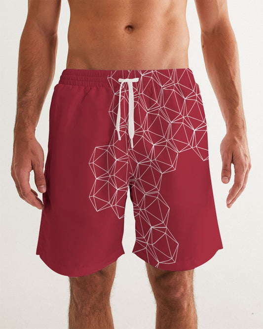 Red Geometric Dice Men's Swim Trunks