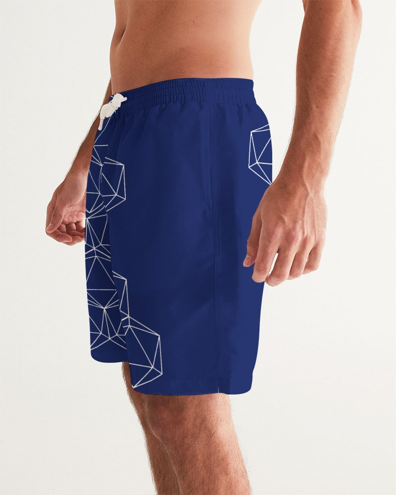 Blue Geometric Dice Men's Swim Trunks