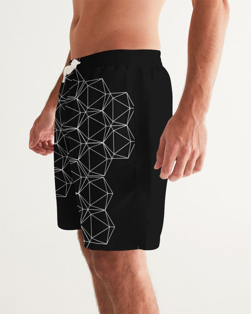 Black Geometric Dice Men's Swim Trunks