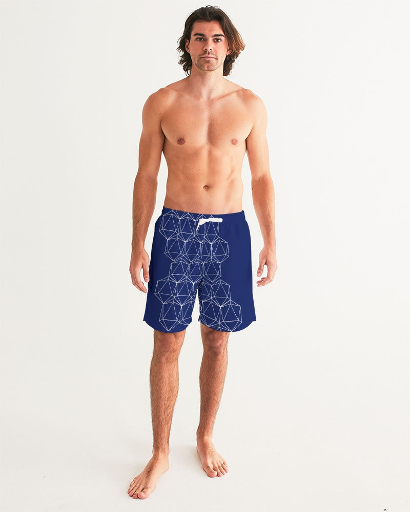 Blue Geometric Dice Men's Swim Trunks