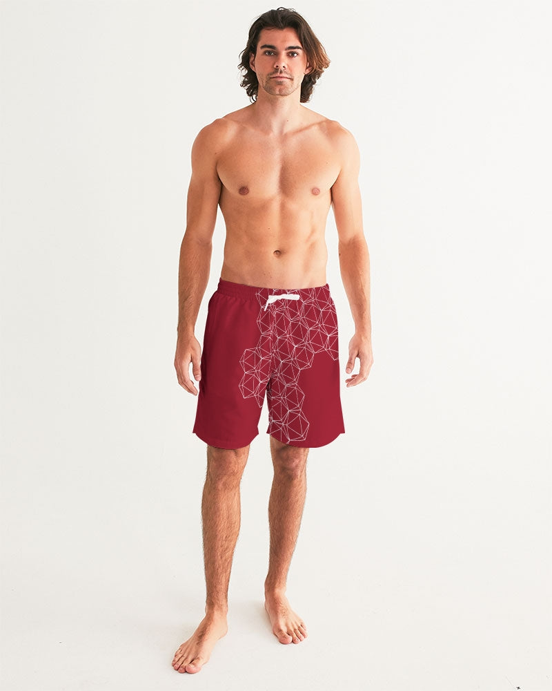 Red Geometric Dice Men's Swim Trunks