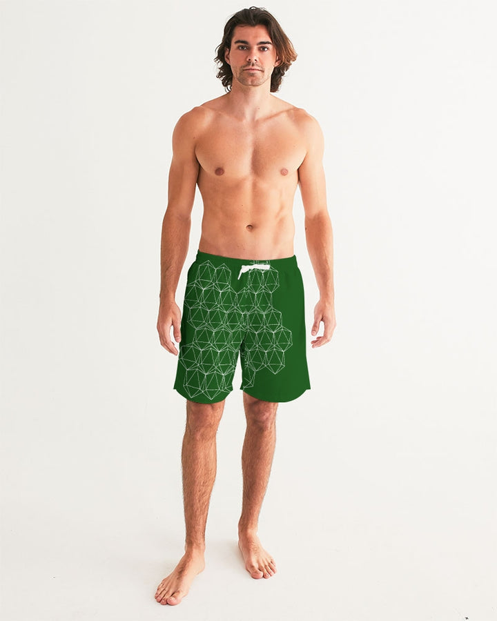 Green Geometric Dice Men's Swim Trunks