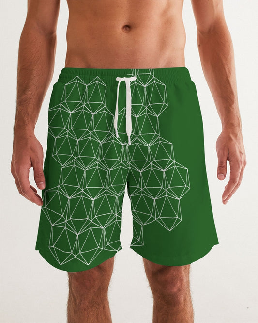 Green Geometric Dice Men's Swim Trunks