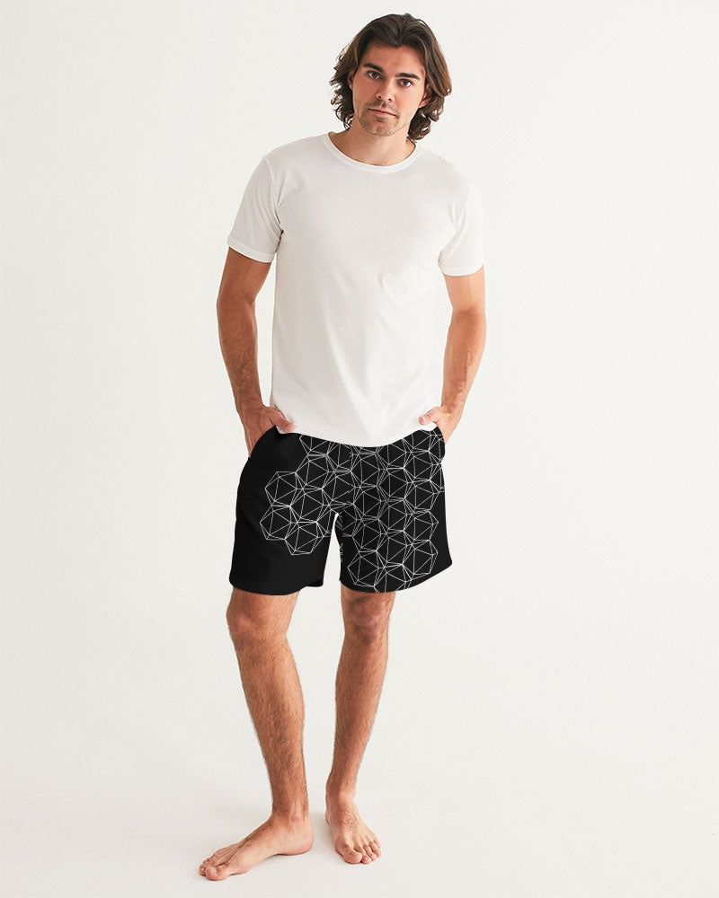 Black Geometric Dice Men's Swim Trunks