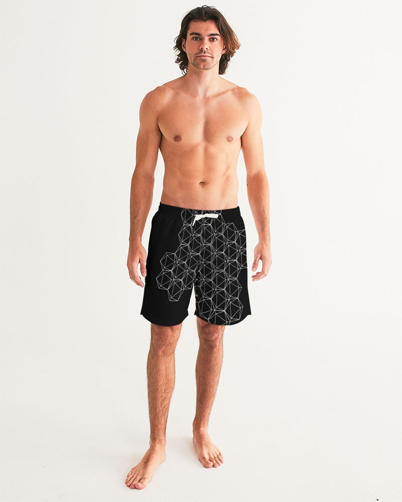 Black Geometric Dice Men's Swim Trunks