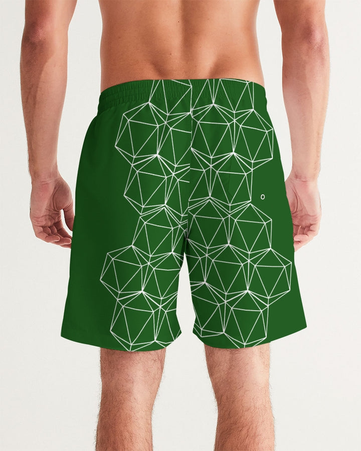 Green Geometric Dice Men's Swim Trunks